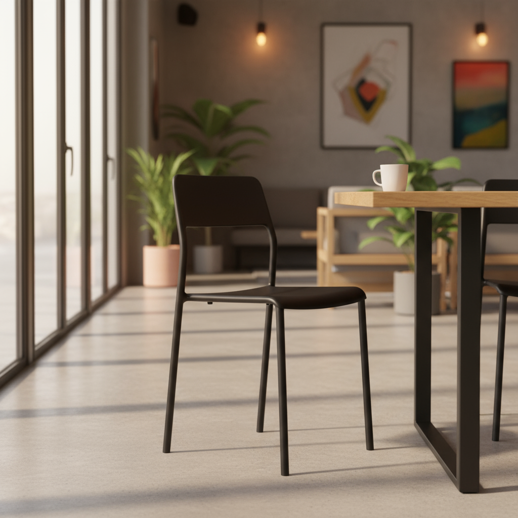 Modern kafe için mat siyah metal sandalye